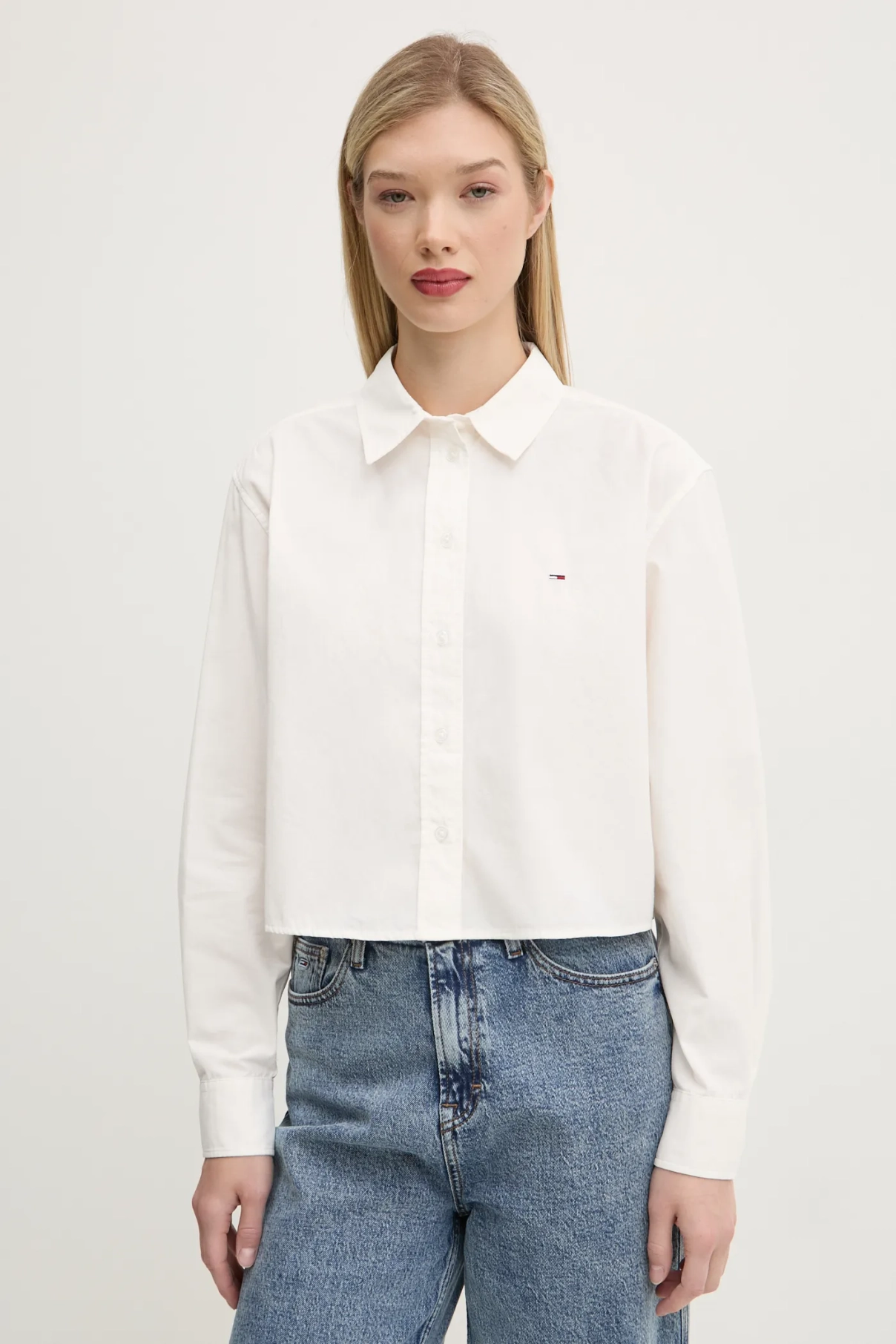 

Хлопковая рубашка Tommy Jeans, белый