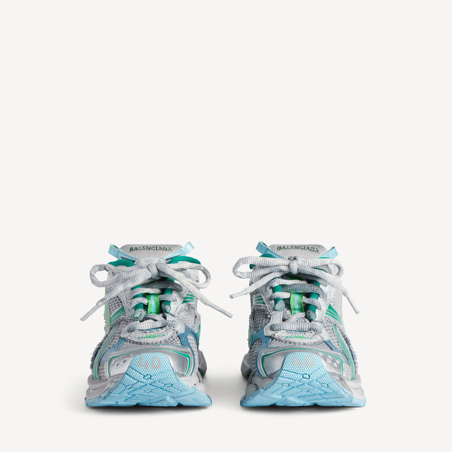 Женские кроссовки runner серо-зелено-синие BALENCIAGA, серый/синий/зеленый — фото 3