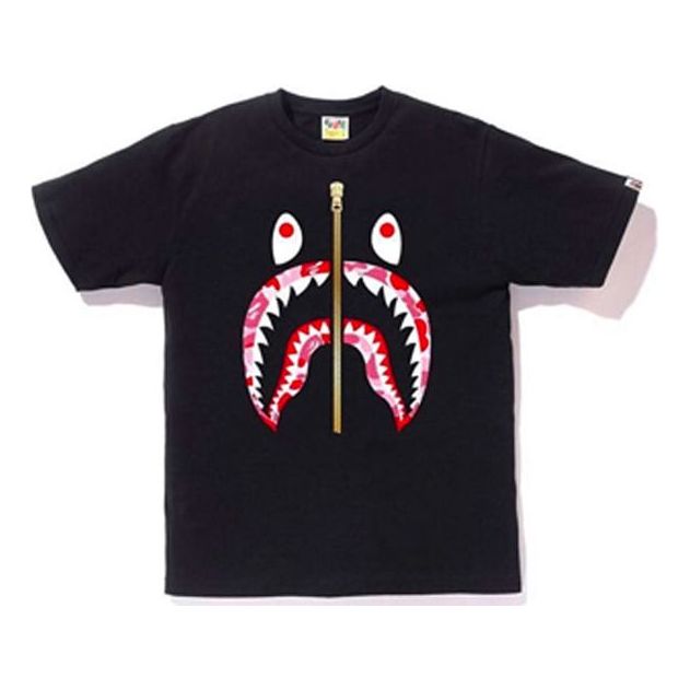 

Футболка A Bathing Ape Half Zip Shark Face 'Black Red'