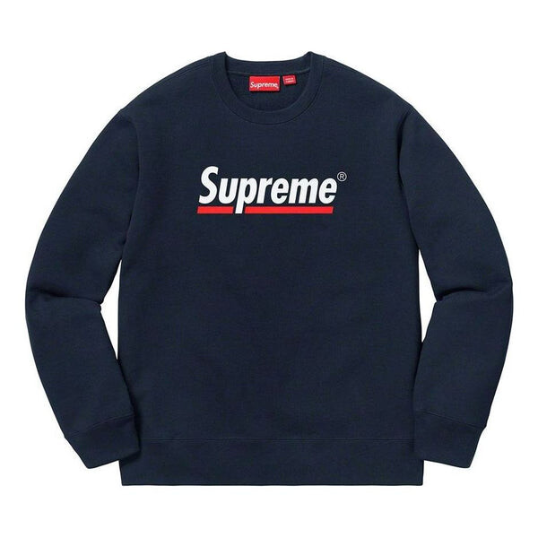 

Толстовка underline crewneck 'navy white' Supreme, синий