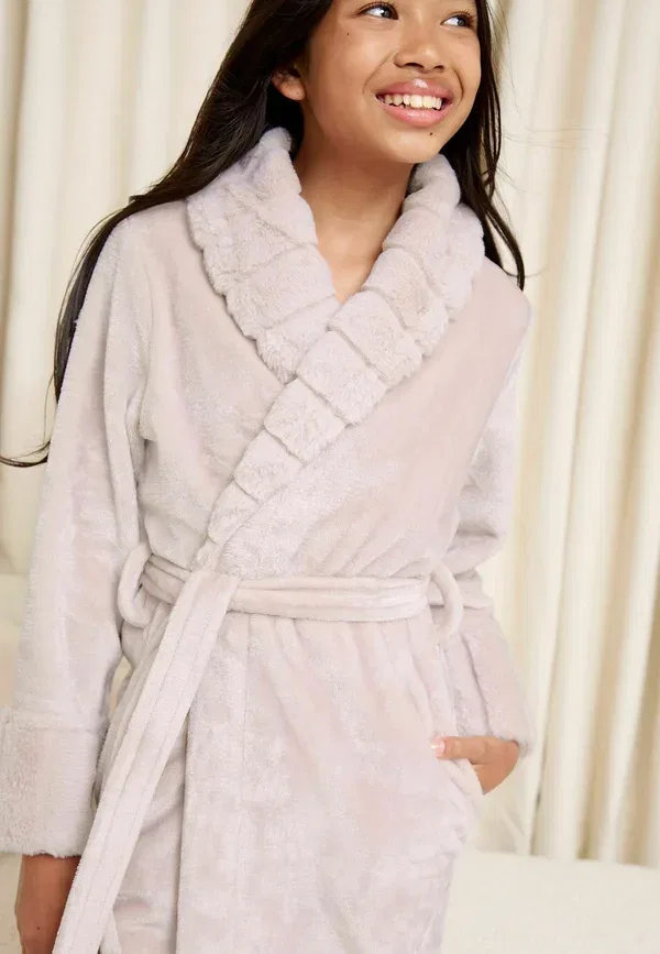 Халат Regular fit soft touch shawl collar dressing gown Lipsy, сиреневый — фото 3