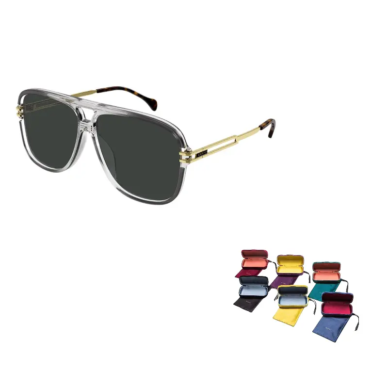 

Очки солнцезащитные Gucci Unisex Square-Frame, серый / золотой