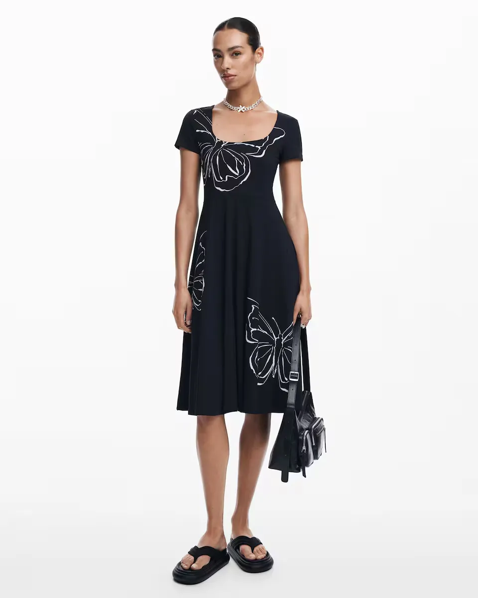 

Платье-бабочка с короткими рукавами Desigual, черный