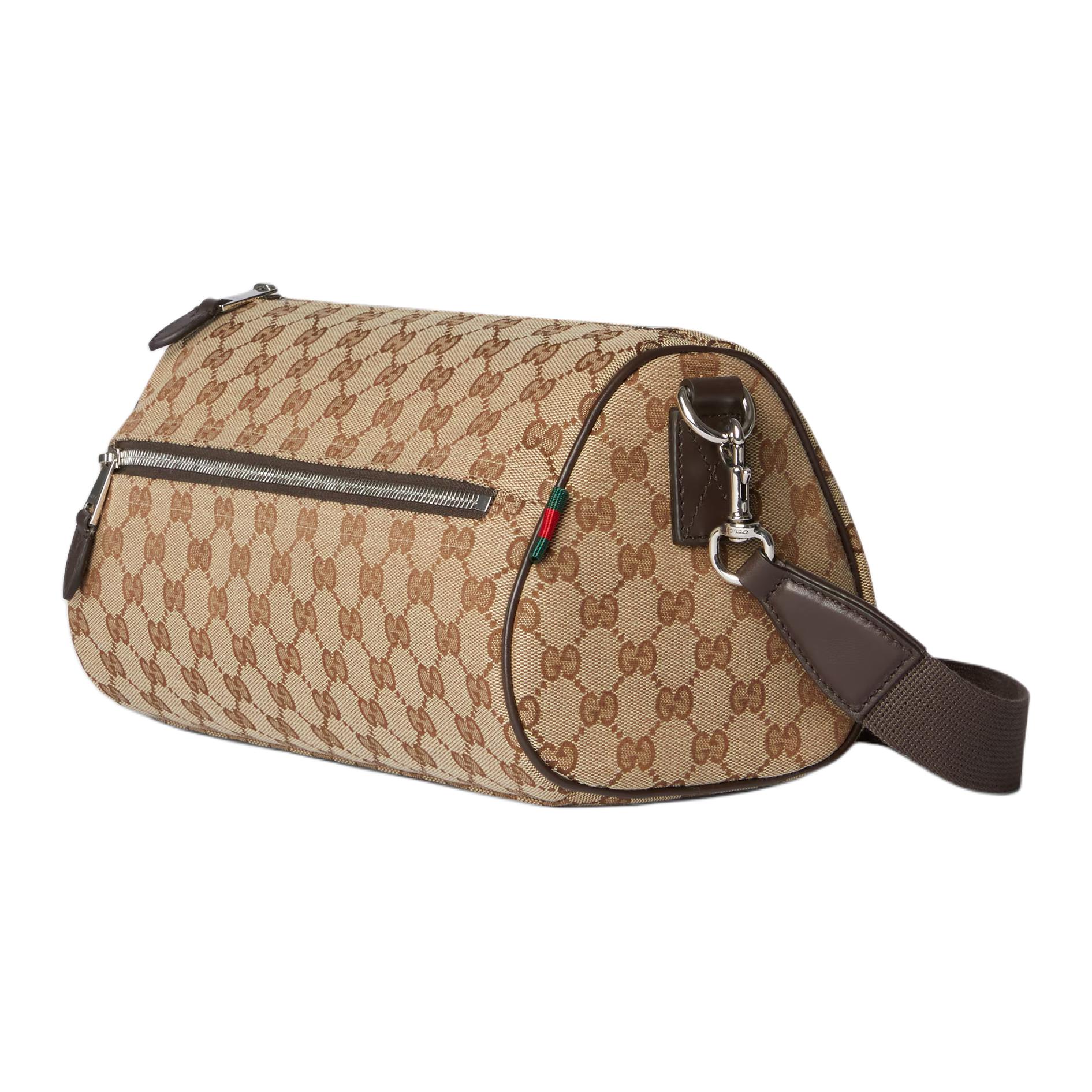 GUCCI GG Canvas Boston Bag, Crossbody Bag, Shoulder Bag Small Men's Beige & Dark Brown — фото 2