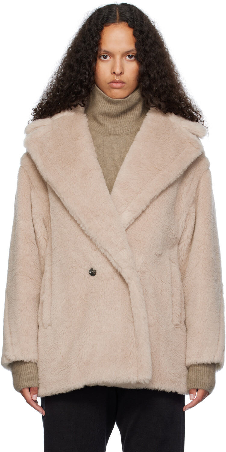 

Бежевый Ольга хорт искусственный мех пальто и Max Mara