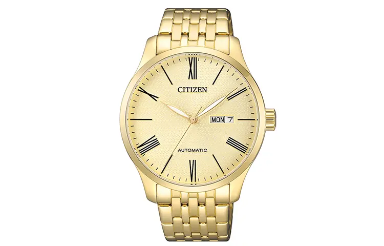 

CITIZEN Часы Automatic Mechanical Movement Gold Plated Stainless Steel Strap Watch 40mm Men's Watch Gold Dial NH8352 53P, Gold Dial
