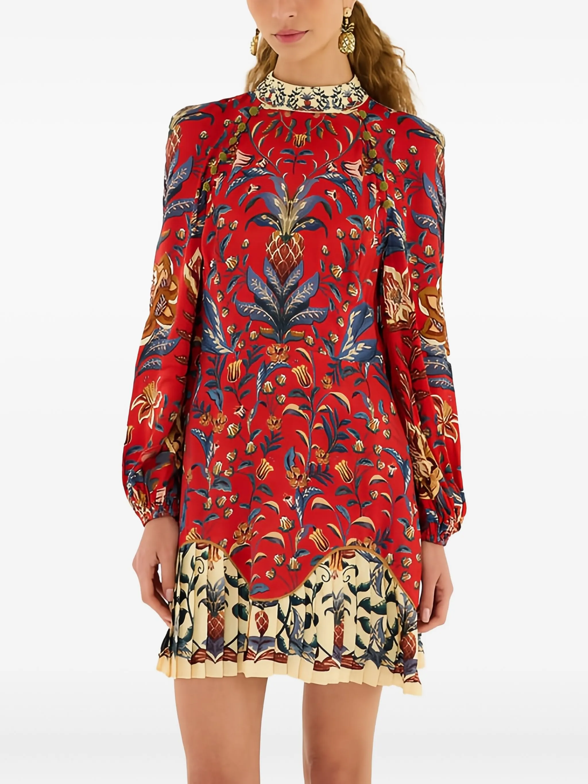 

Платье мини на пуговицах с цветочным принтом Farm Rio, красный