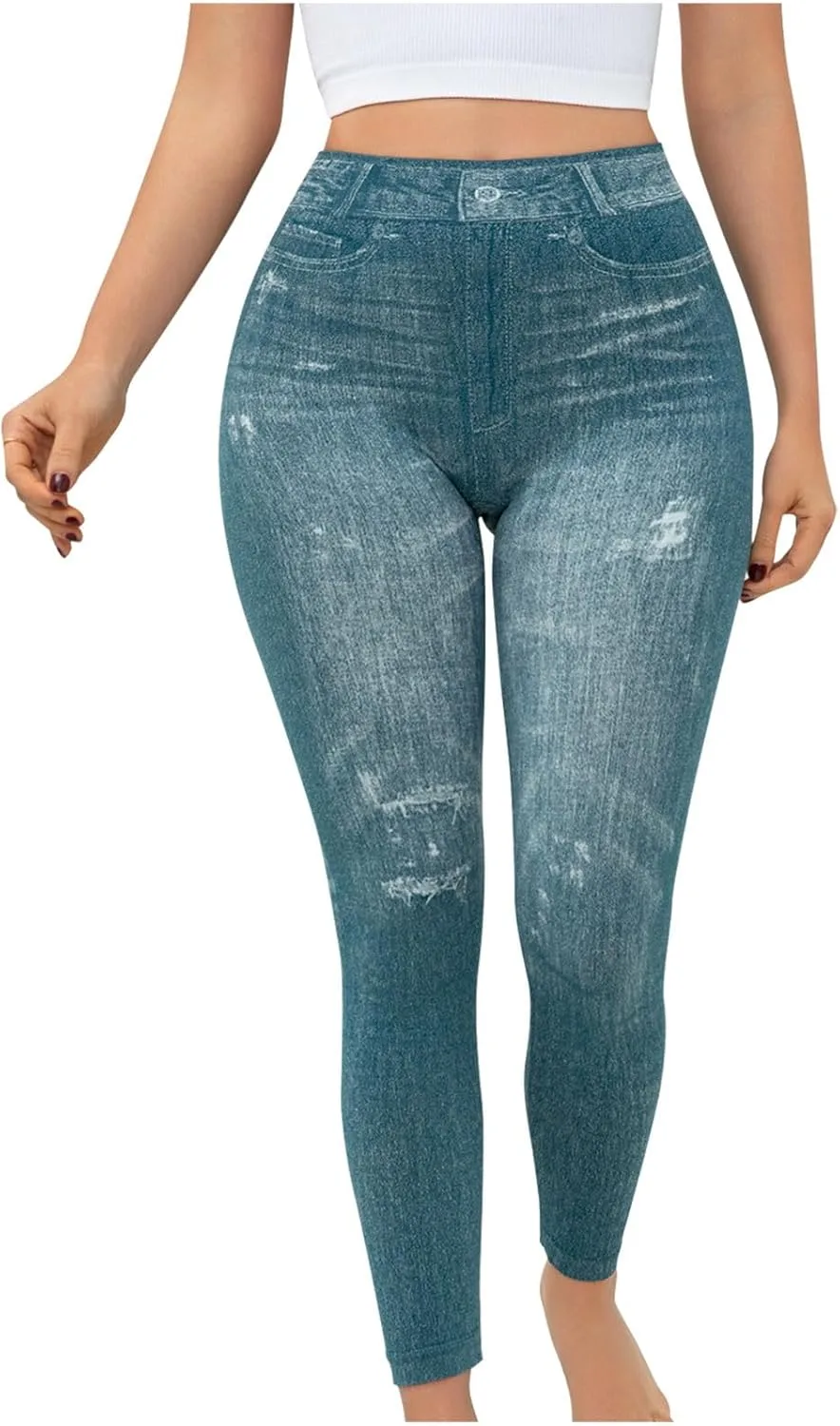 

Женские джинсовые леггинсы с высокой талией для йоги Yihaojia