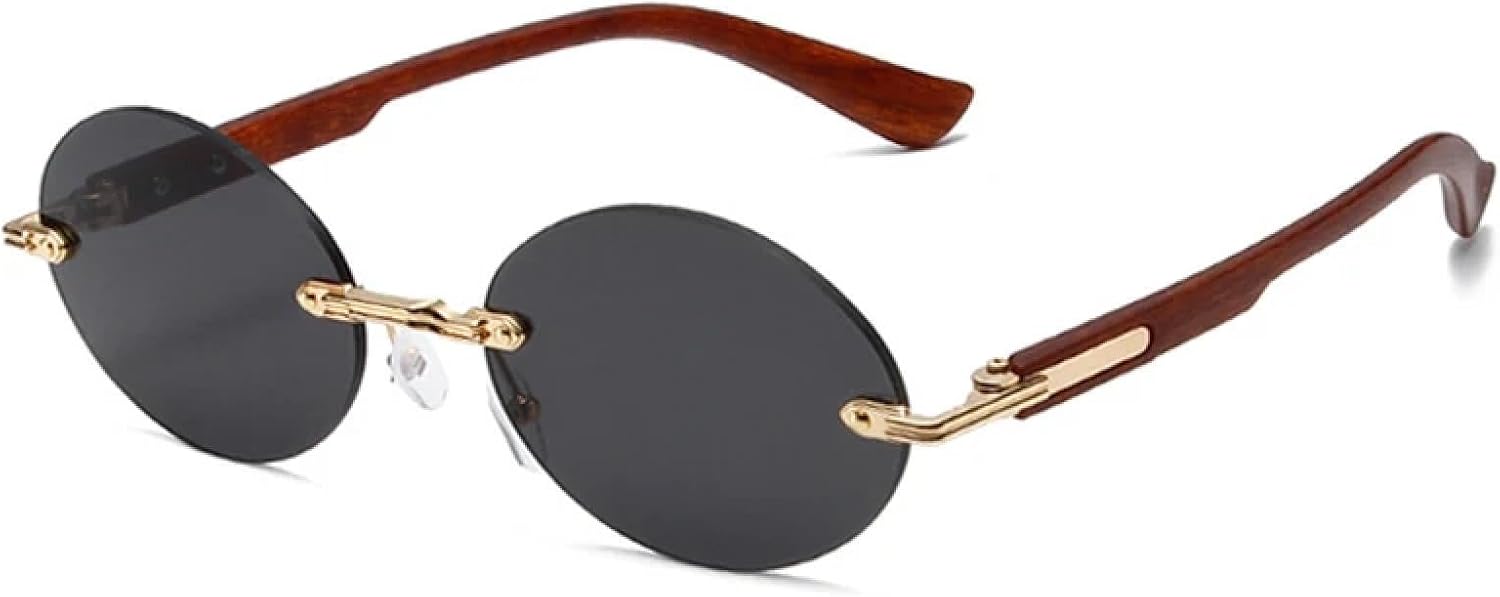 

Популярные модные овальные солнцезащитные очки для женщин в стиле ретро, ​​без оправы, с прозрачными линзами с градиентом цвета океана, защита от УФ-излучения UV400 для мужчин HHZZYVY, Golden Grey