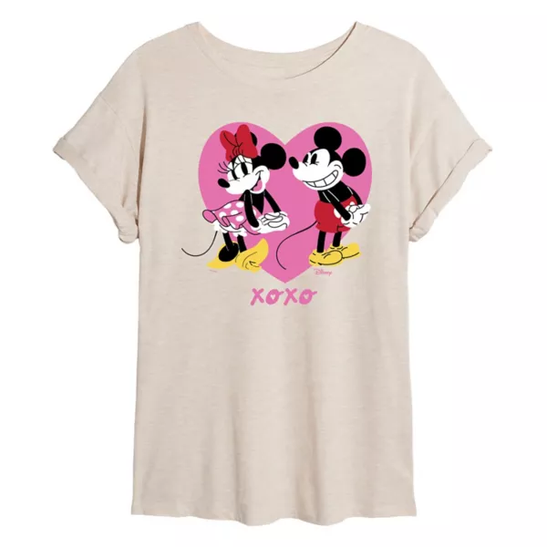 

Футболка xoxo oversize с Микки и Минни Маус для юниоров Disney, бежевый