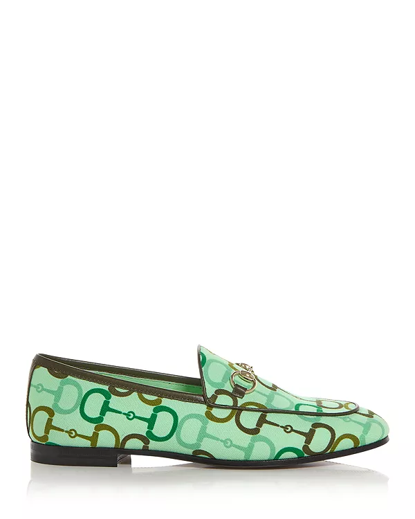 Женские лоферы с пряжкой в виде конской уздечки Gucci, зеленый — фото 3