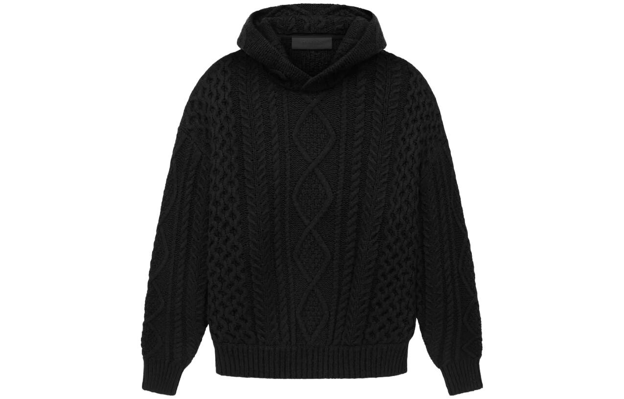 

Толстовка с капюшоном с косичным узором Fear Of God Essentials, черный