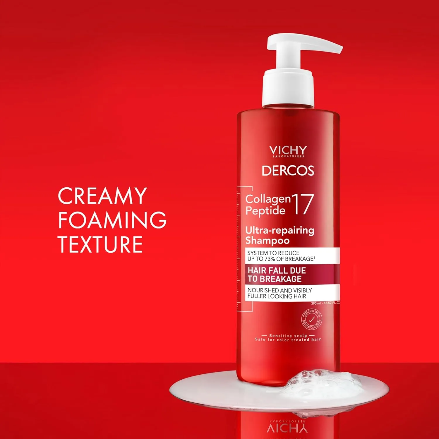 Шампунь Dercos Collagen Peptide 17 Ultra-Repairing Shampoo против выпадения волос и для восстановления поврежденных и ослабленных волос, укрепляет, уменьшает ломкость, придает объем. 400 мл (.) — фото 4
