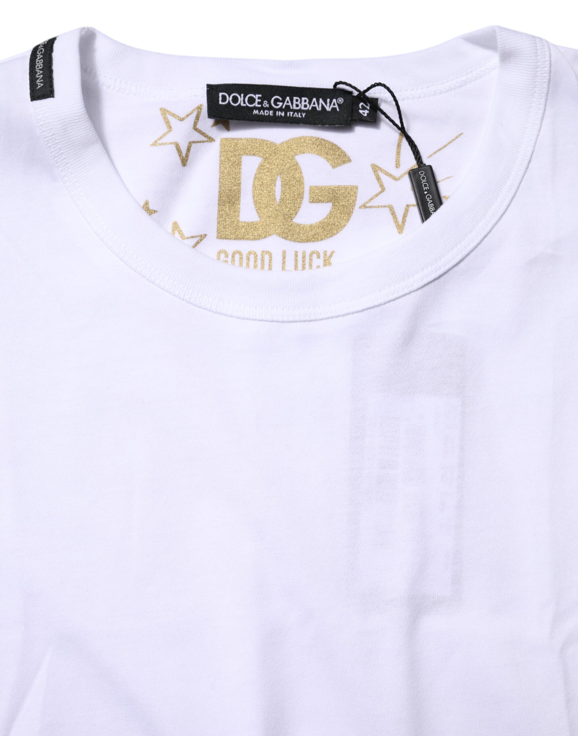 Белая хлопковая футболка Goodluck 2022 с круглым вырезом Dolce & Gabbana, белый — фото 3