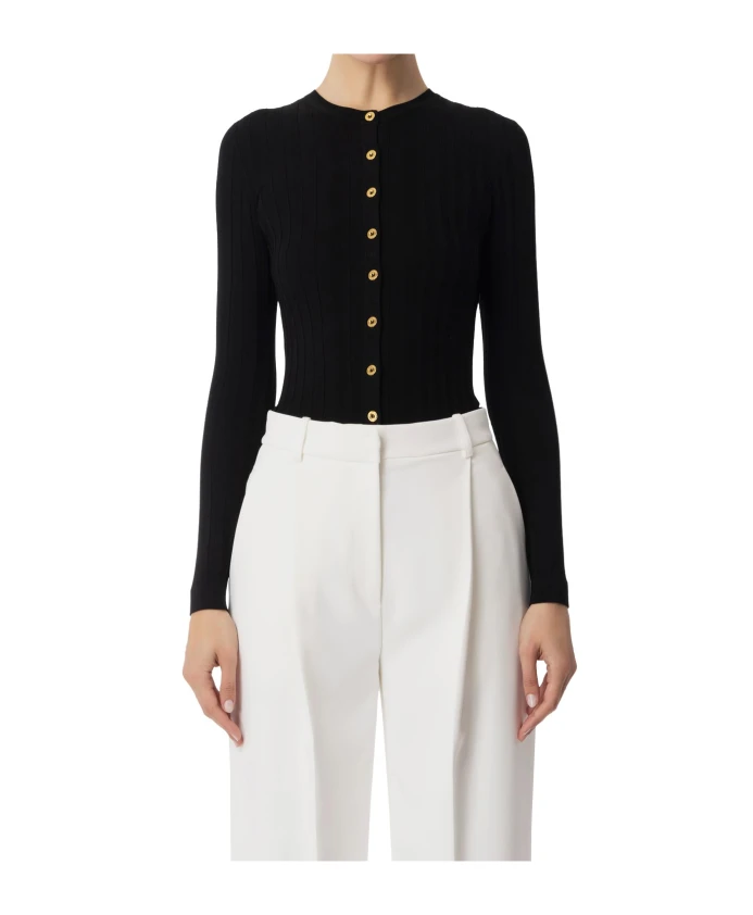 

Кардиган с цветочным жаккардовым узором Elisabetta Franchi, черный