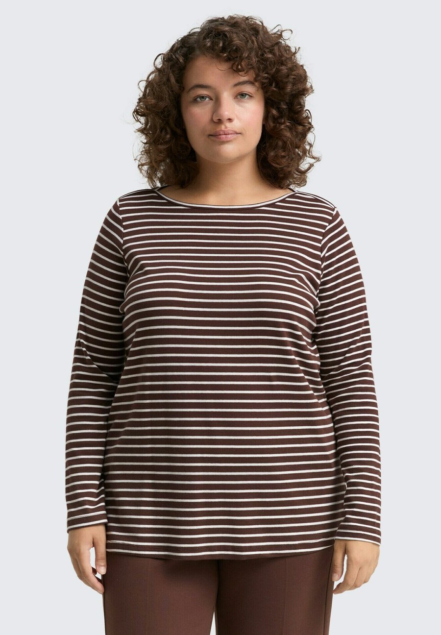 

Топ TOM TAILOR WITH STREIFENMUSTER, Brown Offwhite Tee Stripe/Brown