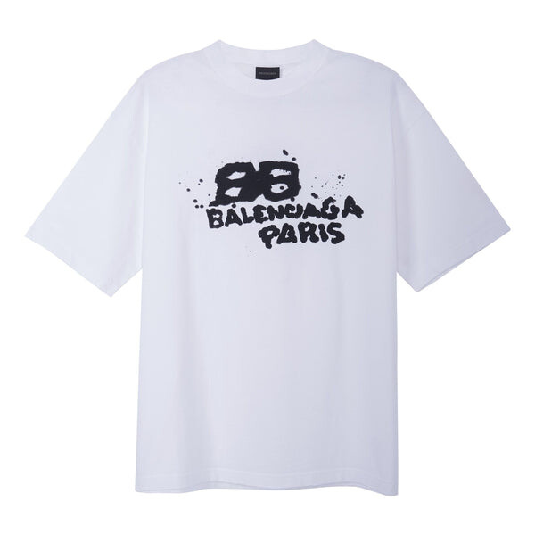 

Футболка hand-drawn bb icon t-shirt medium fit 'white black' Balenciaga, белый