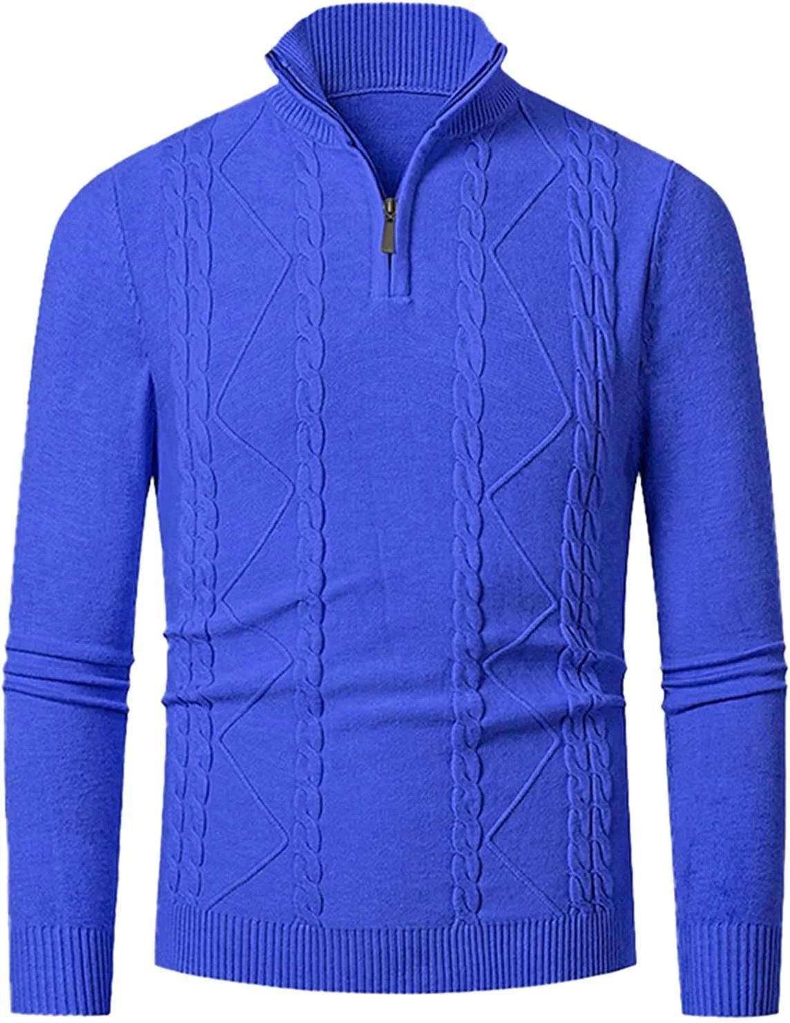 

Мужской вязаный свитер с кабельным узором, Slim Fit, с воротником-стойкой и четвертью молнией Xiaojmake