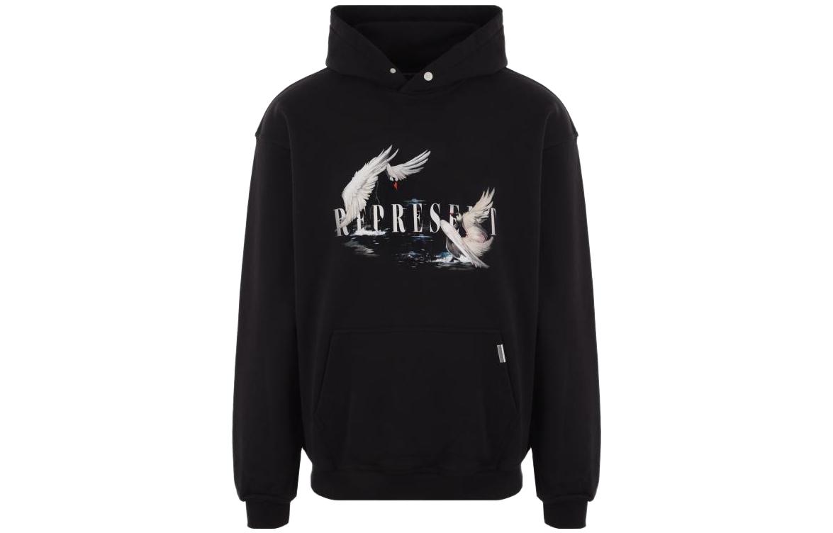 

Худи из хлопка с принтом логотипа REPRESENT, черный