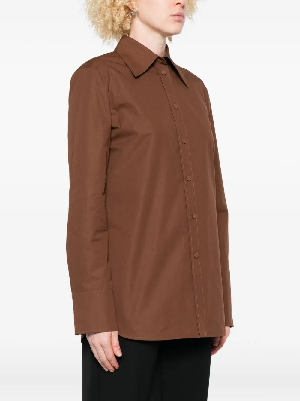 Рубашка с длинными рукавами на пуговицах JIL SANDER, коричневый — фото 3