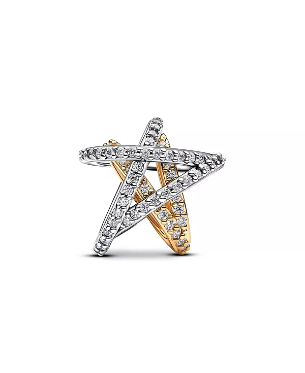 

Двухцветный сверкающий кроссоверный звездный шарм Pandora, two-tone
