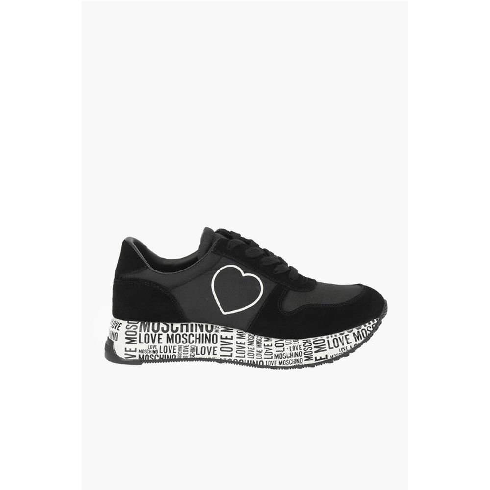 Кроссовки LOVE из замши, кожи и ткани с подошвой с логотипом Moschino, Black — фото 3