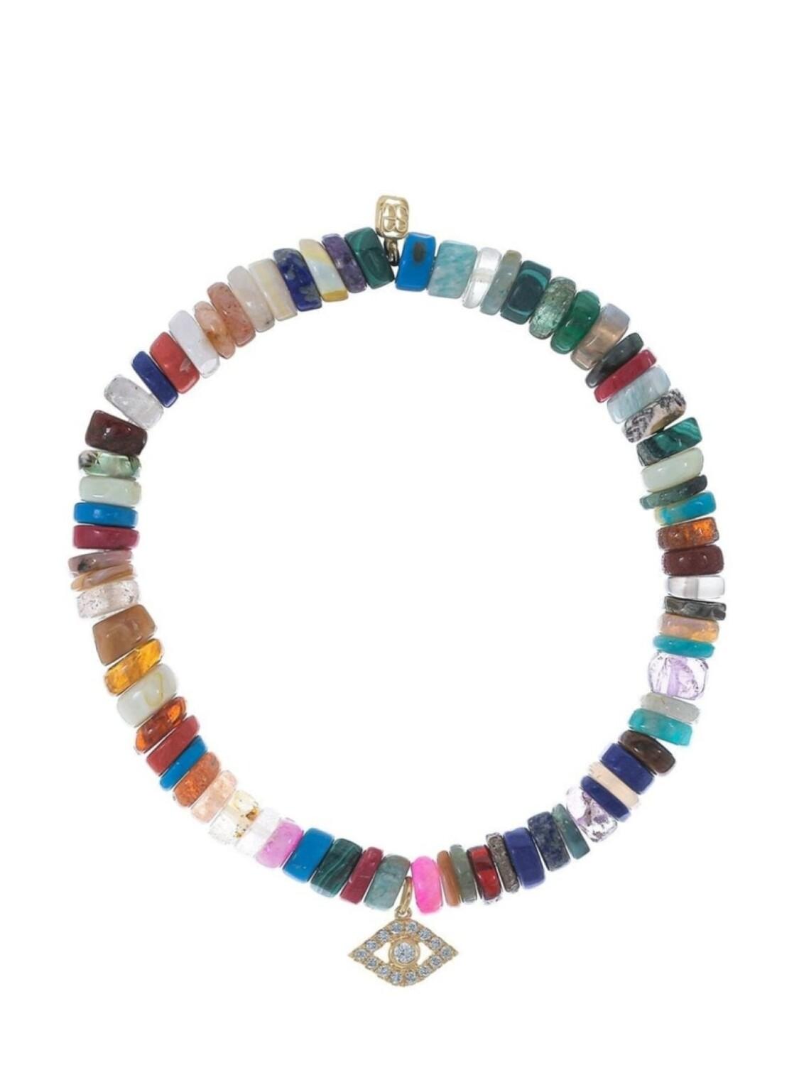 

Браслет с подвесками Evil Eye Heishi из желтого золота 14 карат Sydney Evan, золотой