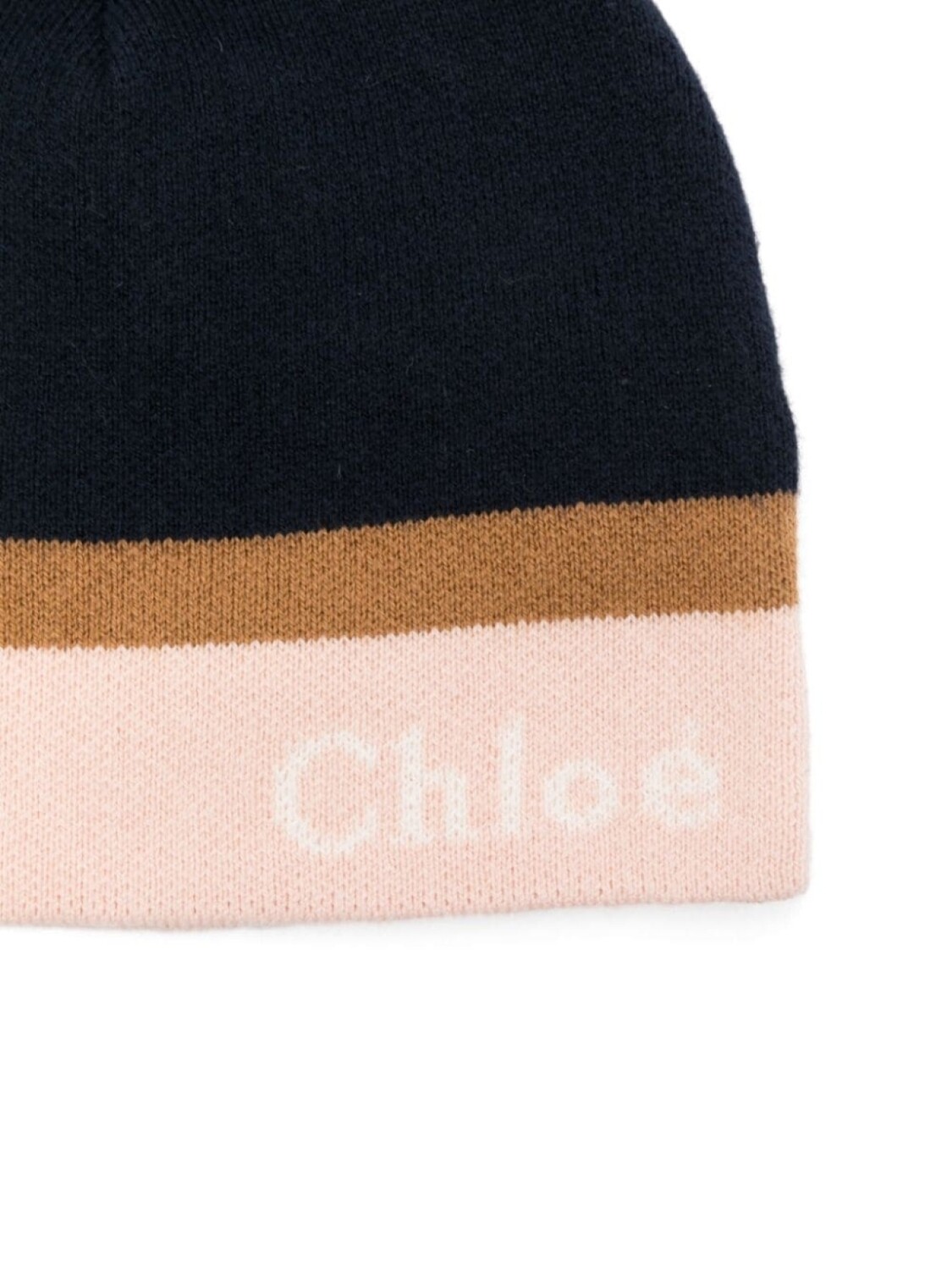 Chloé Kids шапка-бини с логотипом, вязка интарсия, синий — фото 2