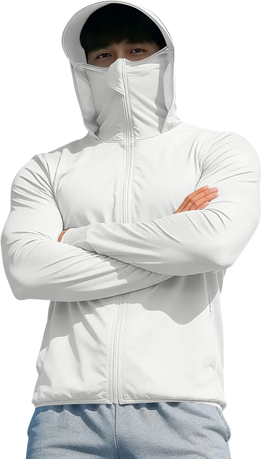 Футболка с капюшоном UPF 50+ Quick Dry, UV Protection, с маской, A02_white