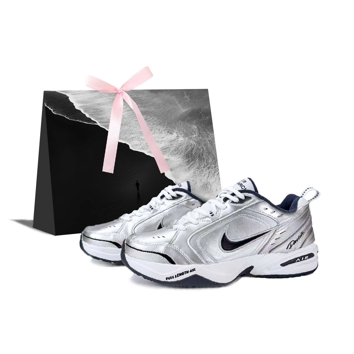 

Air Monarch 4 Copernicus, Mecha Cushioning Abrasion Resistant Lightweight Low top Chunky Sneakers Unisex Nike, серебряный