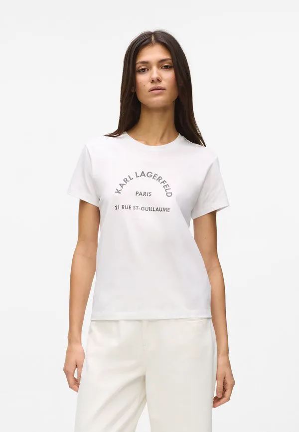 

Футболка с блестящим принтом для невысоких девушек Karl Lagerfeld, White, Белый, Футболка с блестящим принтом для невысоких девушек Karl Lagerfeld, White