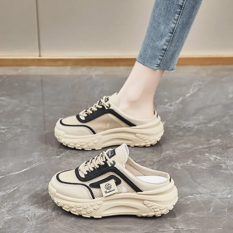 Women's Fashion Platform Slippers, Casual Mesh Сандалии, Versatile Thick Sole Flats, Breathable Summer Outdoor Shoes Hhhchpm, черный — фото 3