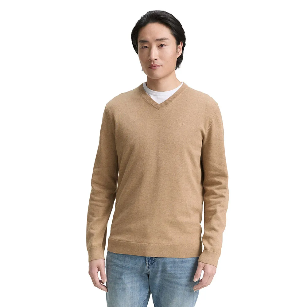 

Свитер Tom Tailor 1039806 Basic Knit v neck, коричневый