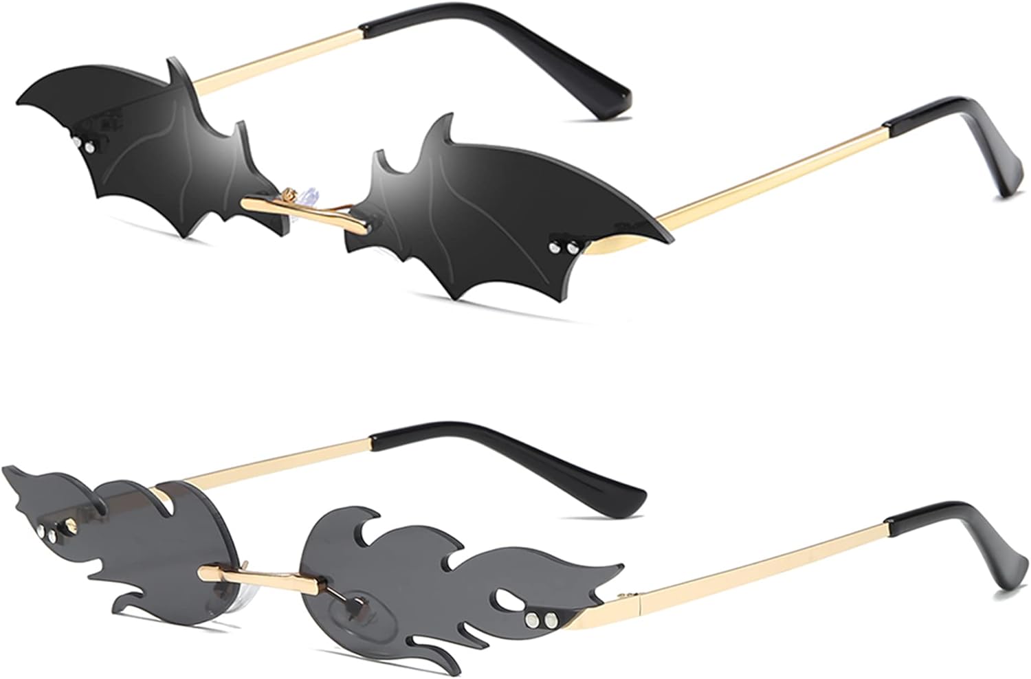 

Солнцезащитные очки DOOVID Bat Novelty Sunglasses Flame Rimless Sunglasses Women Men Party Trendy UV400 Protection Sun Glasses, 2 Pack Fire Grey(gold Frame) & Bat Grey(gold Frame)