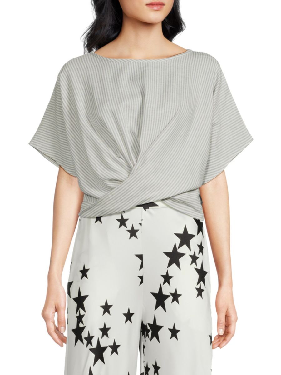 

Полосатый укороченный топ Crossover Renee C., цвет Blue Ivory