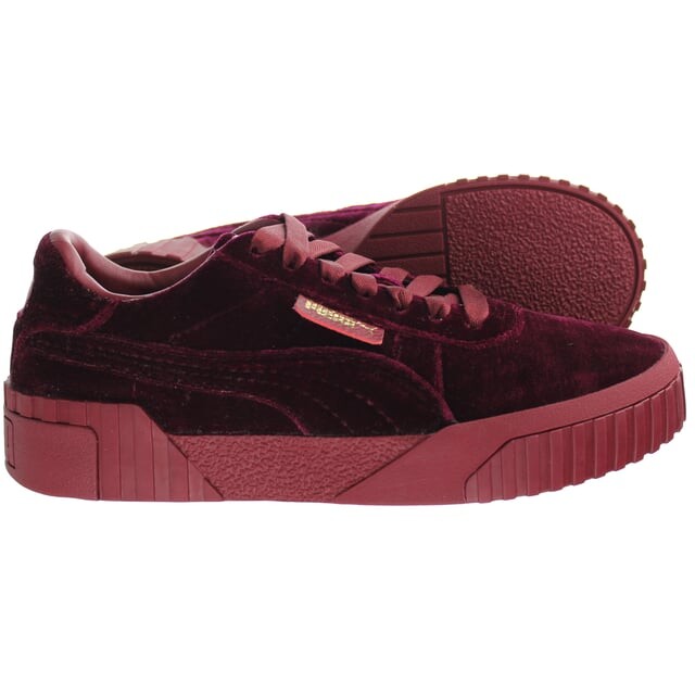 Бархатные женские бордовые кроссовки Cali Puma, красный — фото 4