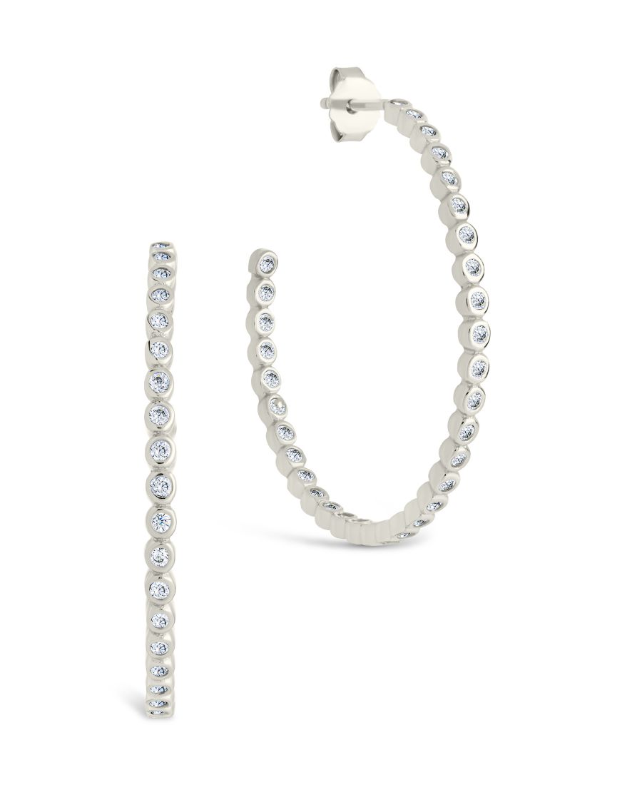 

Серьги-кольца из стерлингового серебра с оправой в виде объемных бусин - 1 дюйм Sterling Forever, Silver