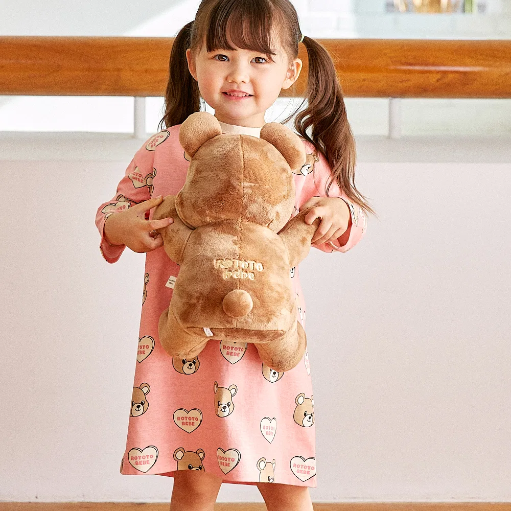Детское базовое платье Honey Basic с принтом Heart Bear от Rototobebe