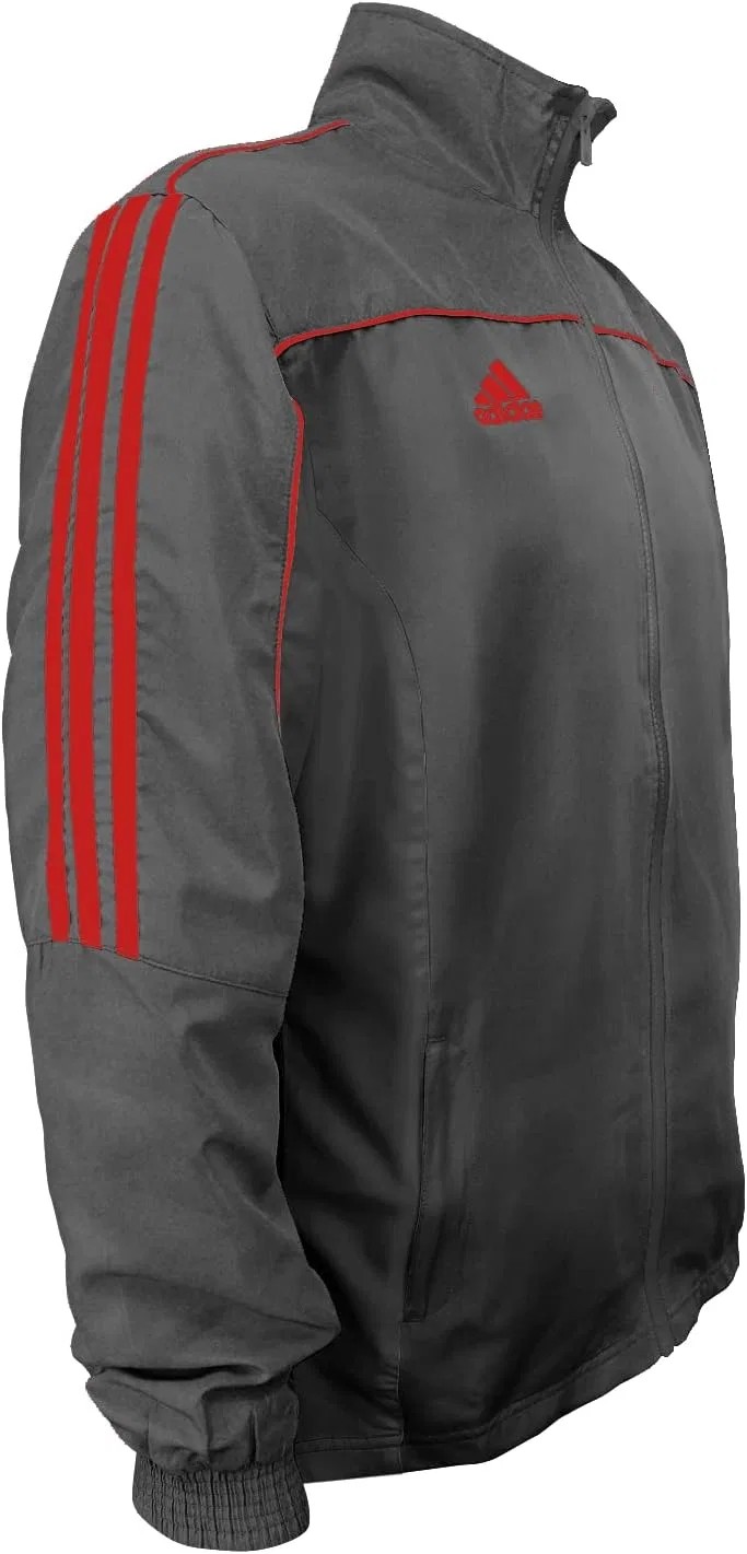 Тренировочная куртка adidas с 3 полосками, серо-красная