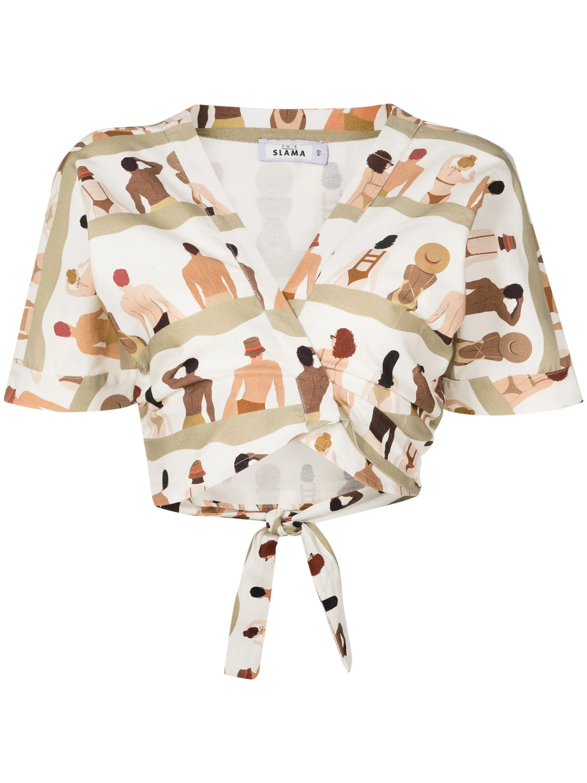 

Рубашка с запахом и принтом Amir Slama, белый