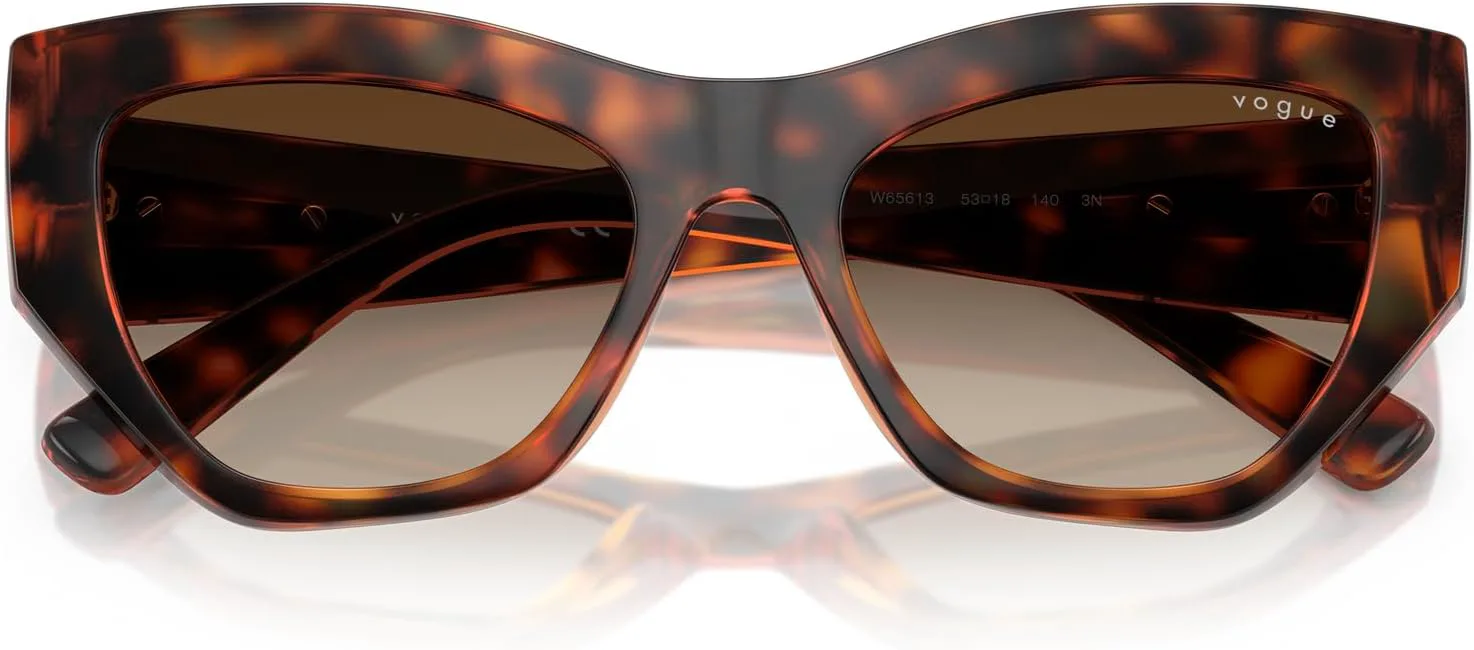 

Солнцезащитные очки Vogue Eyewear для женщин, оправа цвета слоновой кости, линзы цвета дымчатого черного, диаметр линз 53 мм, Dark Havana/Gradient Dark Brown