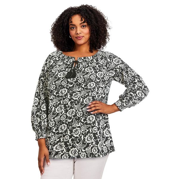 

Топ с омбре принтом для женщин plus size Avenue, Black Scroll Bloom