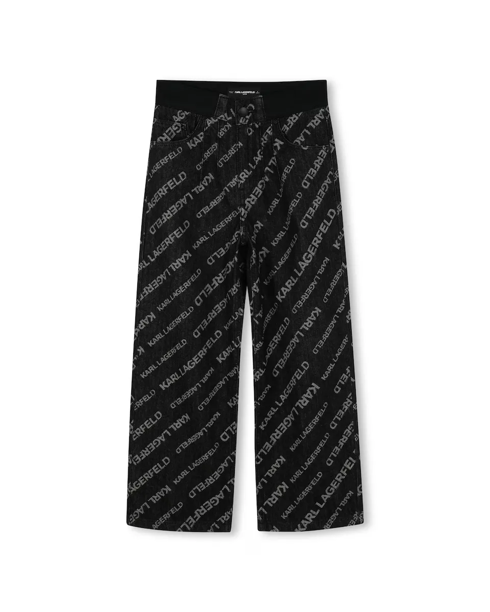 

Джинсы для девочек с монограммой Karl Lagerfeld Kids, черный