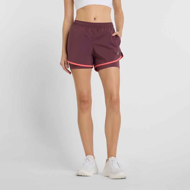 

Шорты женские для бега New Balance, цвет faded plum (ws41225fdp)
