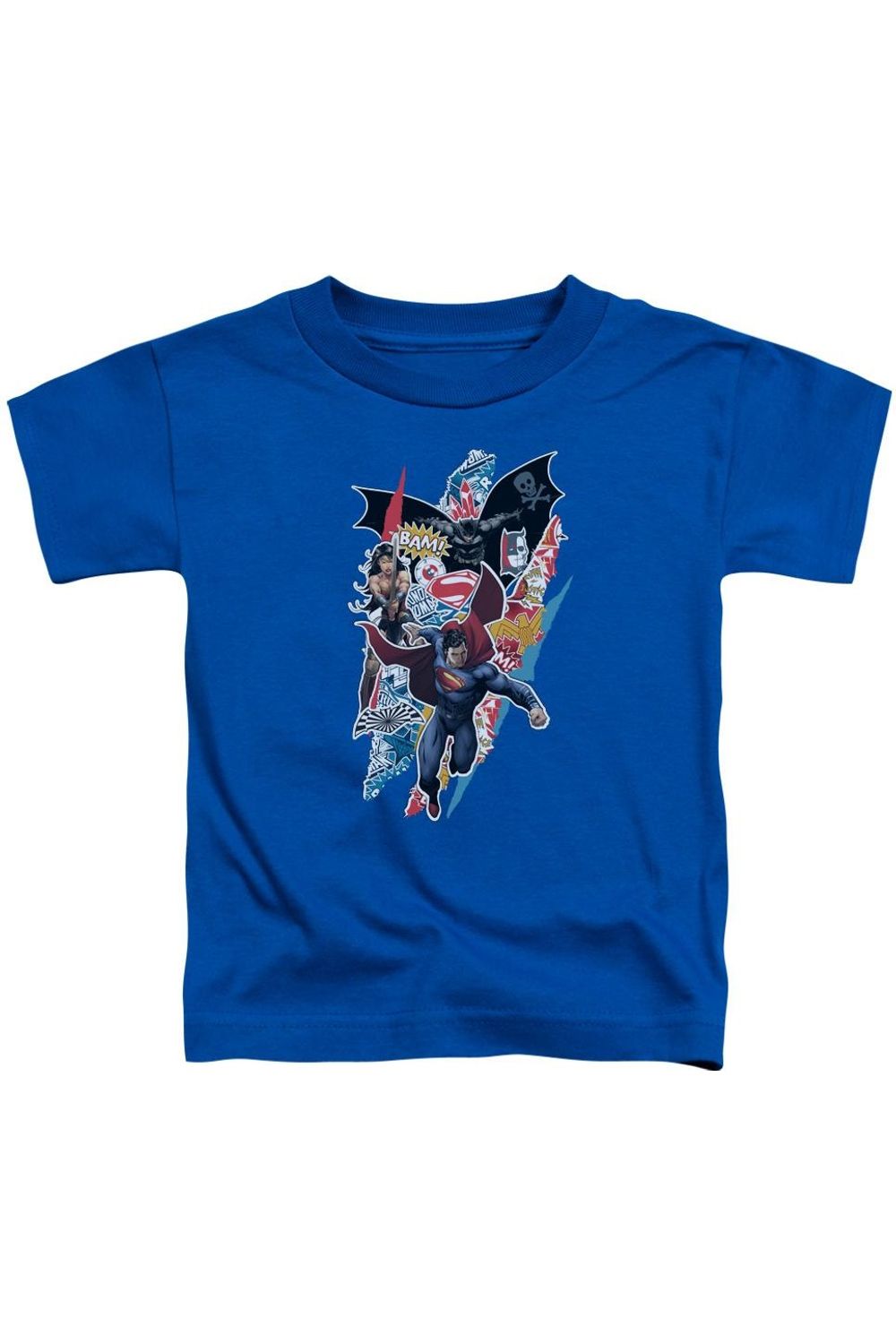

Детская футболка с коротким рукавом "Бэтмен против Супермена: Трио в рваных костюмах" Gildan, синий
