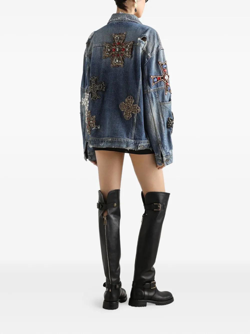Декорированная джинсовая куртка DOLCE & GABBANA, синий — фото 3