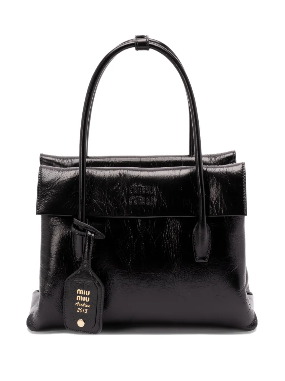 

Кожаная сумка через плечо с верхней ручкой MIU MIU, черный