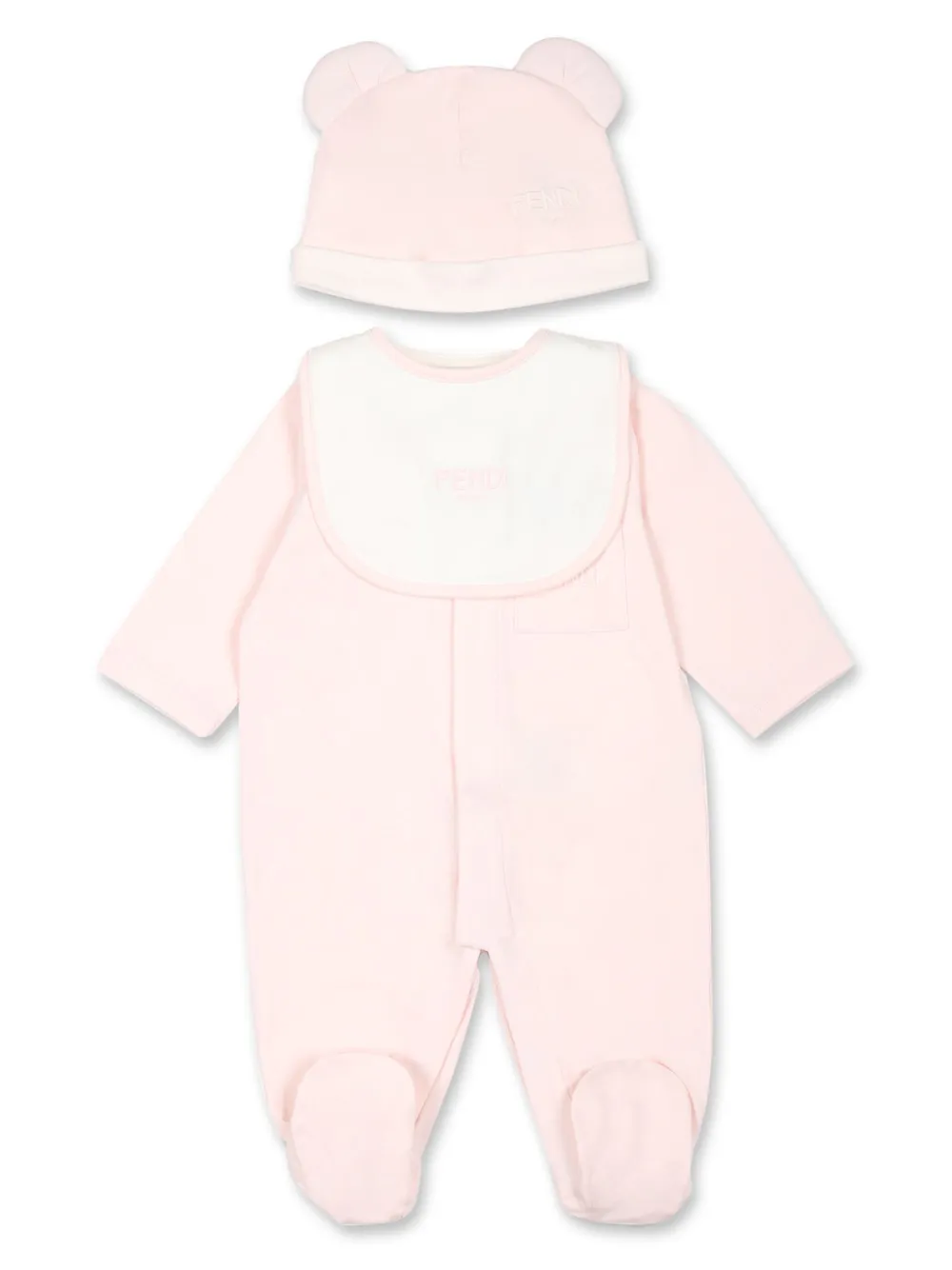 

Комплект для новорожденного с вышитым логотипом FENDI KIDS, розовый