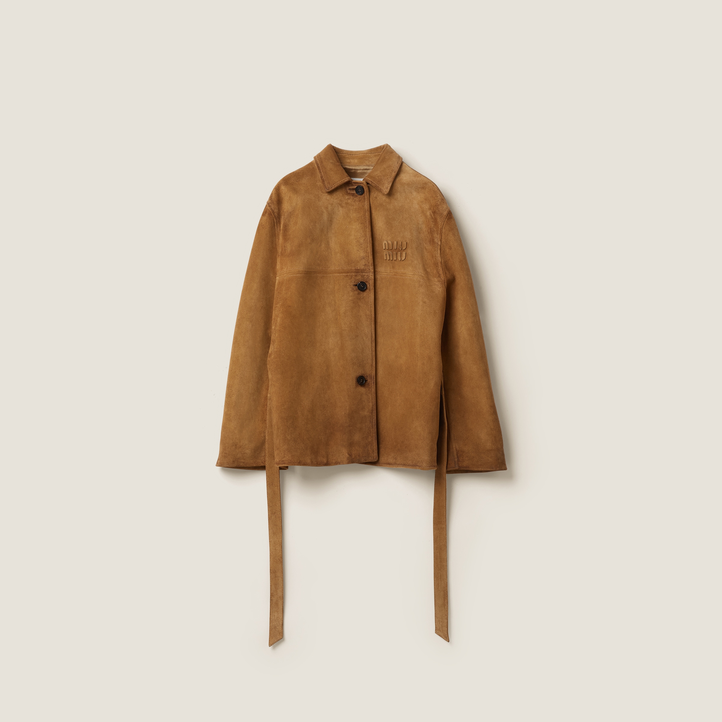 

Кожаная куртка MIU MIU, голубино-серый