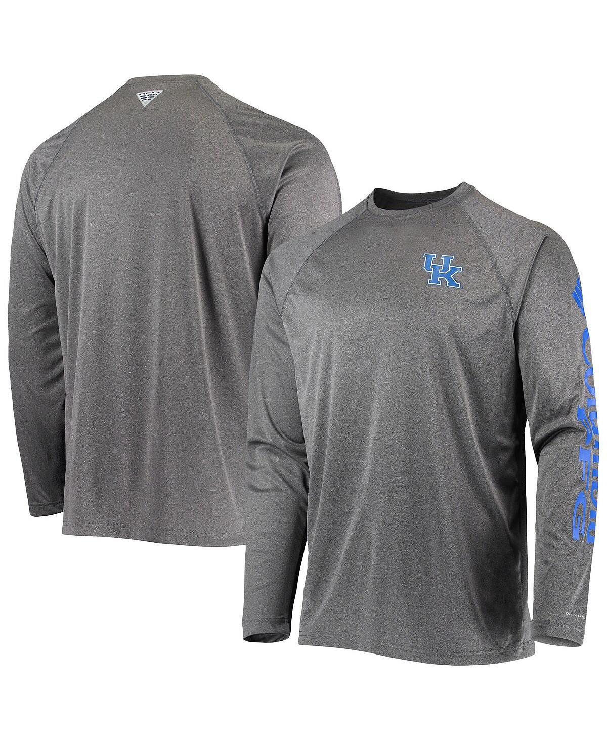 

Мужская футболка с длинными рукавами цвета древесного угля Kentucky Wildcats PFG Terminal Tackle Raglan Omni-Shade Columbia